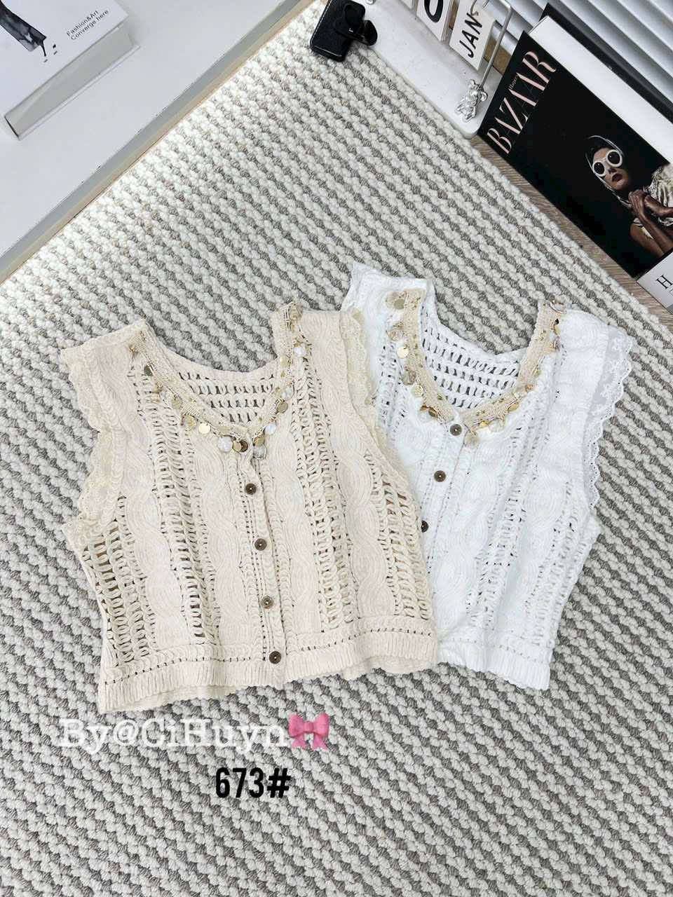  Áo gile thô cổ sò H95 