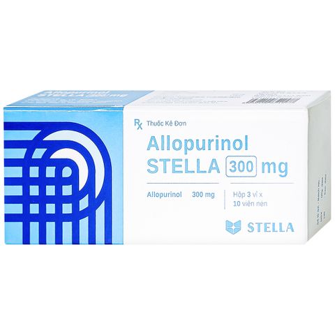  Thuốc Allopurinol Stella 300mg điều trị tăng acid uric máu, sỏi thận (3 vỉ x 10 viên) 