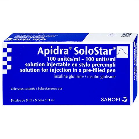  Bút tiêm Apidra Solostar 100IU/ml Sanofi điều trị đái tháo đường (5 bút x 3ml) 