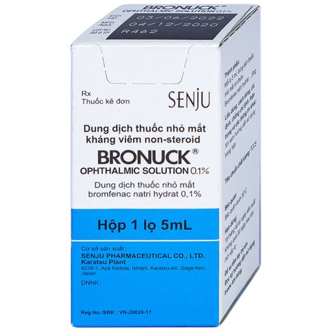  Thuốc nhỏ mắt Bronuck Senju Pharm điều trị viêm bờ mi, viêm kết mạc, viêm củng mạc (5ml) 