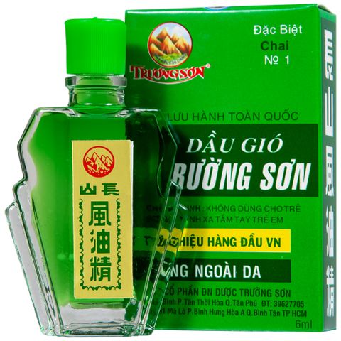  Dầu gió Trường Sơn điều trị cảm, ho, sổ mũi, nhứt đầu, say nắng (6ml) 