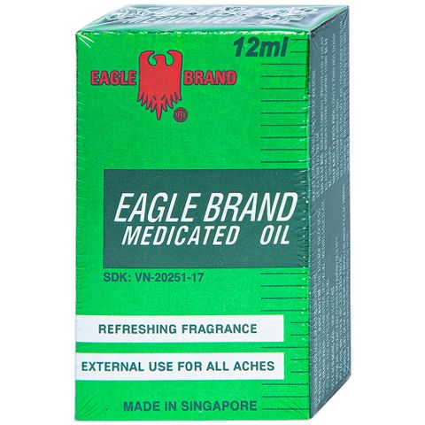  Dầu gió xanh Con Ó Eagle Brand Medicated Oil giảm nhức đầu, cảm cúm, đau lưng, viêm khớp (12 chai x 12ml) 