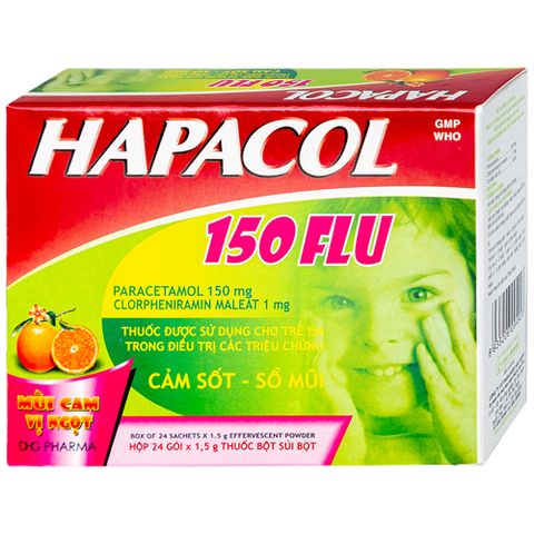  Bột Hapacol 150 Flu DHG giảm đau, hạ sốt (24 gói) 