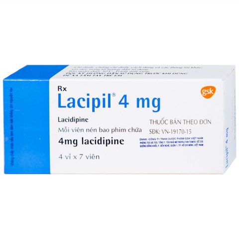  Viên nén Lacipil 4mg GSK điều trị tăng huyết áp (4 vỉ x 7 viên) 