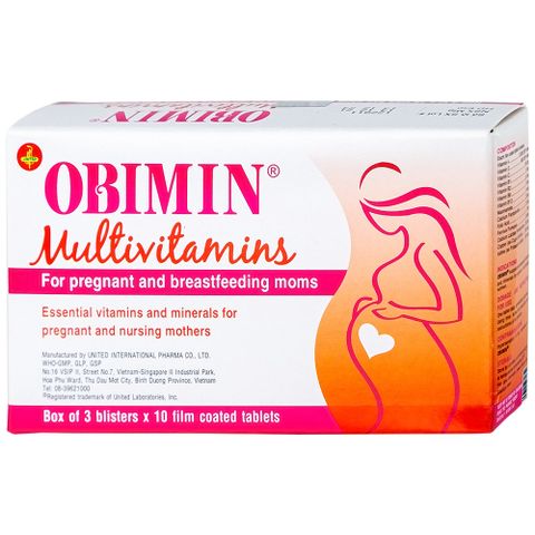  Viên nén Obimin Multivitamins United bổ sung vitamin và khoáng chất (3 vỉ x 10 viên) 