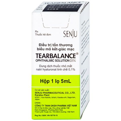  Dung dịch thuốc nhỏ mắt Tearbalance 0.1% điều trị tổn thương biểu mô kết - giác mạc (5ml) 