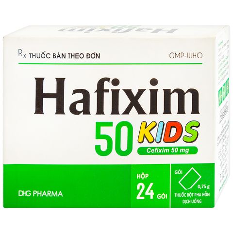  Bột Hafixim 50 Kids DHG điều trị nhiễm khuẩn (24 gói) 