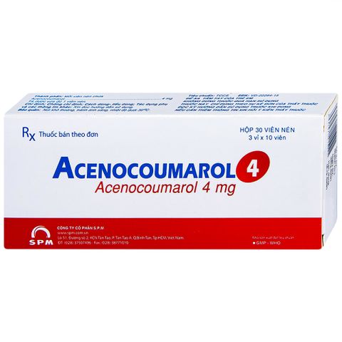  Thuốc Acenocoumarol 4 SPM điều trị và ngăn ngừa bệnh nghẽn mạch (3 vỉ x 10 viên) 