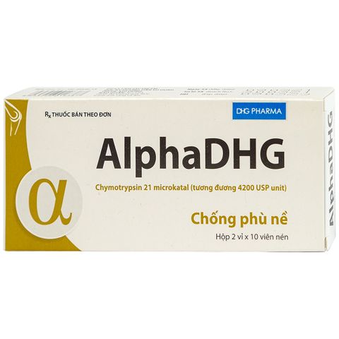  Thuốc AlphaDHG 4200 điều trị phù nề sau chấn thương, phẫu thuật, bỏng (2 vỉ x 10 viên) 