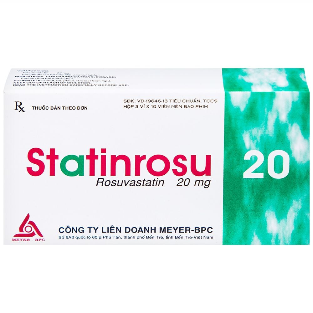 Thuốc Statinrosu 20 Meyer điều trị tăng cholesterol máu nguyên phát (3 vỉ x 10 viên) 