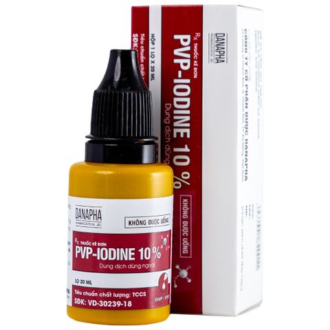  Dung dịch PVP - IODINE 10% Danapha sát trùng vết thương hoặc vết bỏng bề mặt (20ml) 