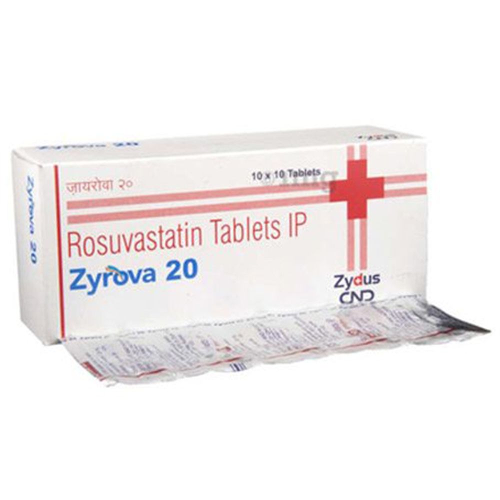  Thuốc Zyrova 20 Zydus Cadila điều trị Cholesterol cao trong máu (10 vỉ x 10 viên) 