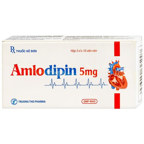  Thuốc Amlodipin 5mg Trường Thọ điều trị tăng huyết áp, đau thắt ngực (3 vỉ x 10 viên) 