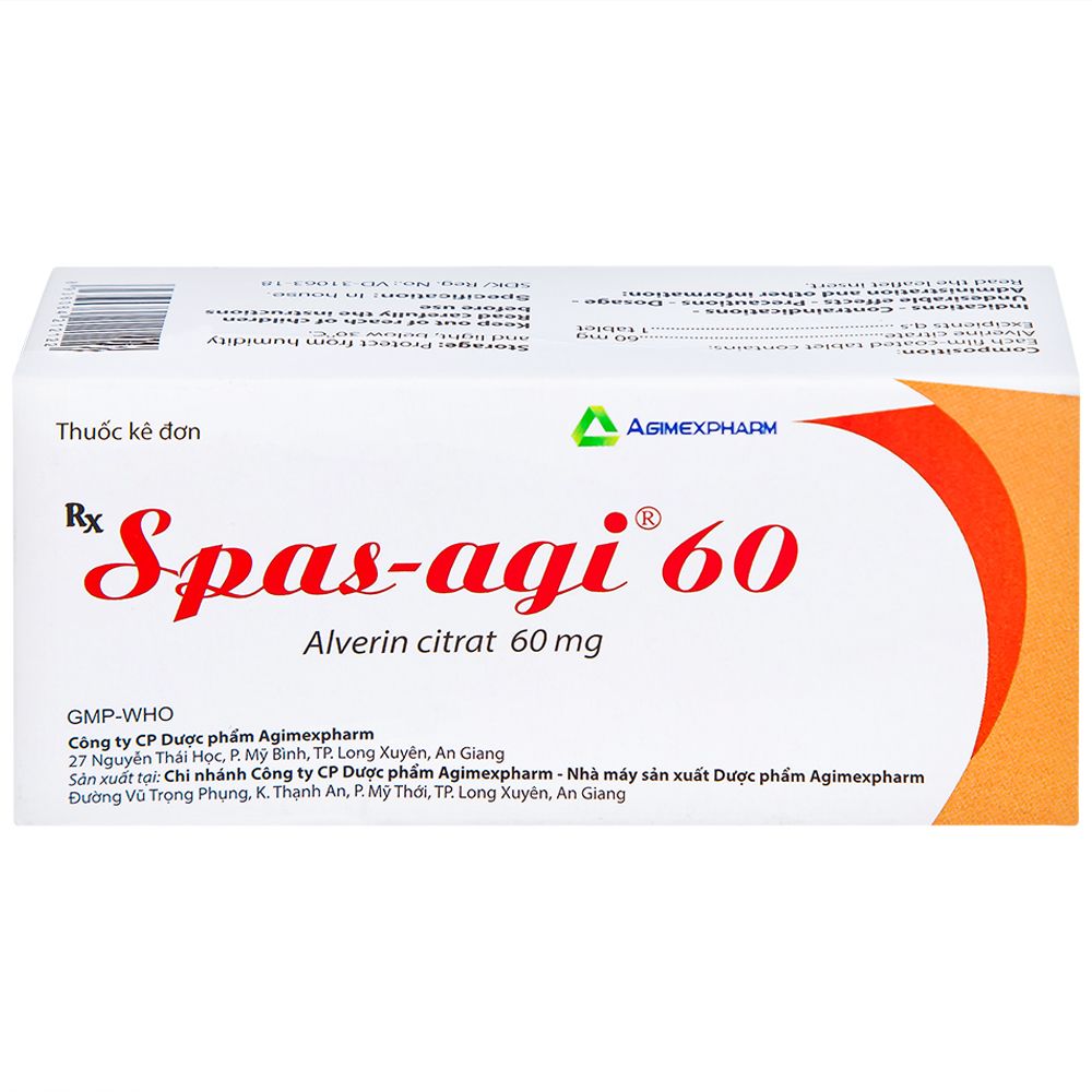  Thuốc Spas-agi 60 Agimexpharm điều trị chống đau do co thắt cơ trơn (60 viên) 