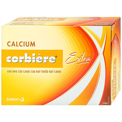  Dung dịch uống Calcium Corbière Extra Sanofi bổ sung canxi, hỗ trợ điều trị loãng xương (3 vỉ x 10 ống x 10ml) 