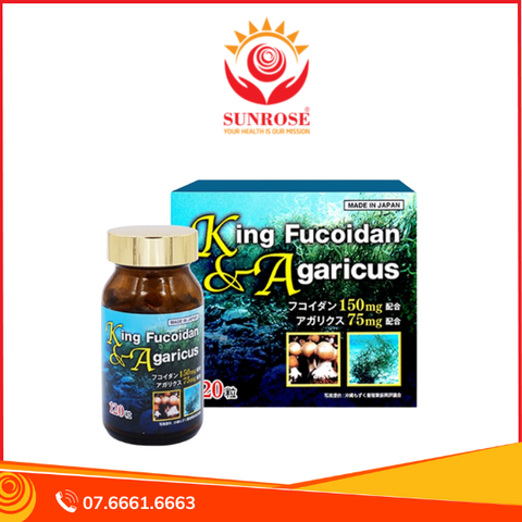  KING FUCOIDAN & AGARICUS viên uống Tpbvsk  - Tăng Hệ Miễn Dịch, Đẩy Lùi Ung Thư, Chuẩn Nhật Bản, Hộp/120 Viên 