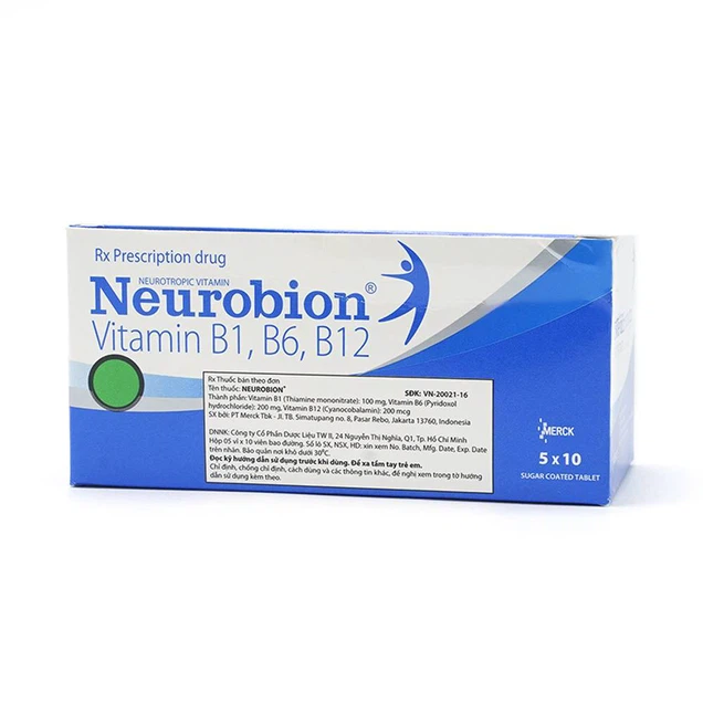  Viên nén Neurobion Merck màu xanh- điều trị rối loạn thần kinh ngoại vi (5 vỉ x 10 viên) 