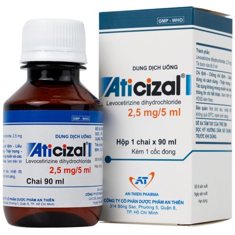  Dung dịch uống Aticizal 2,5mg/5ml An Thiên điều trị triệu chứng viêm mũi dị ứng (90ml) 