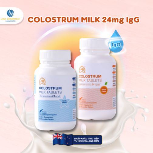  Viên nhai hỗ trợ tăng sức đề kháng, bổ sung dinh dưỡng Colostrum 24mg IgG - Hộp 60 viên 