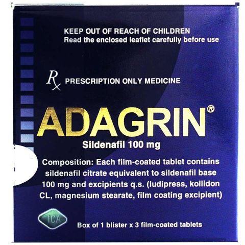  Thuốc Adagrin 100mg điều trị rối loạn cương dương (1 vỉ x 3 viên) 