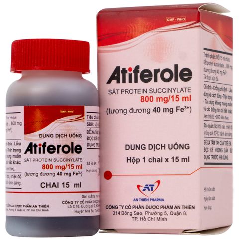  Dung dịch uống Atiferole A.T Domperidon 5mg An Thiên điều trị tình trạng thiếu hụt sắt và thiếu máu (1 chai x 30ml) 