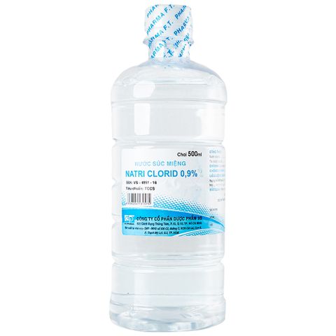  Nước súc miệng Natri Clorid 0.9% Dược Phẩm 3/2 vệ sinh răng, miệng, họng (500ml) 