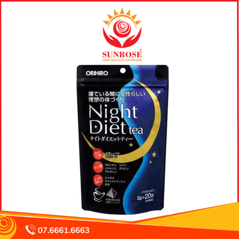  Trà Night Diet Tea Orihiro hỗ trợ giảm cân, thanh nhiệt, cải thiện giấc ngủ và làm đẹp da (20 túi x 2g) 