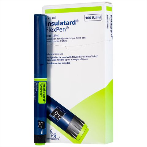  Bút tiêm Insulatard FlexPen 100IU/ml Novo Nordisk điều trị bệnh đái tháo đường (5 cây) 