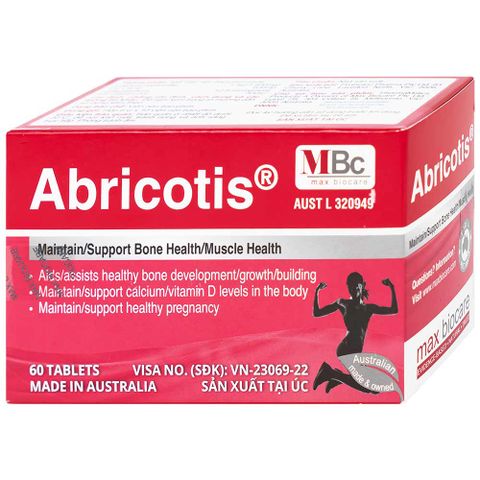  Thuốc Abricotis Probiotec hỗ trợ sức khỏe xương, cơ bắp, bổ sung canxi (6 vỉ x 10 viên) 
