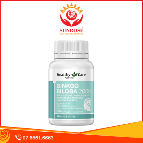  Viên uống  Ginkgo Biola 2000 - Giúp tuần hoàn máu não (Hộp 100 viên) 