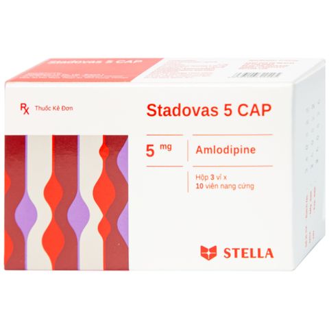  Thuốc Stadovas 5 CAP Stella điều trị tăng huyết áp, đau thắt ngực mạn tính ổn định (3 vỉ x 10 viên) 