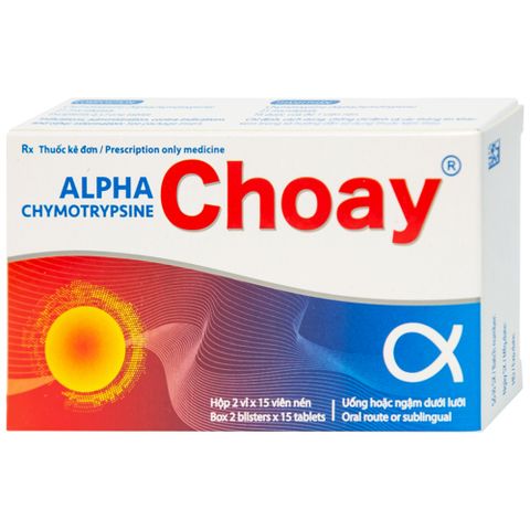  Thuốc Alpha Chymotrypsine Choay Sanofi điều trị phù nề sau chấn thương, phẩu thuật, bỏng (2 vỉ x 15 viên) 