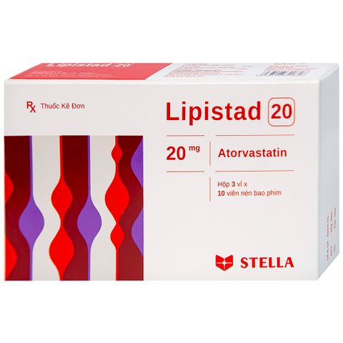  Viên nén Lipistad 20 Stella điều trị tăng cholesterol máu (3 vỉ x 10 viên) 