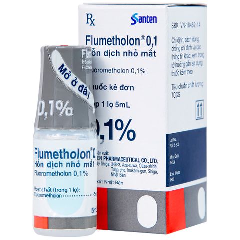  Hỗn dịch nhỏ mắt Flumetholon 0.1% Santen điều trị các bệnh viêm phía ngoài mắt (5ml) 