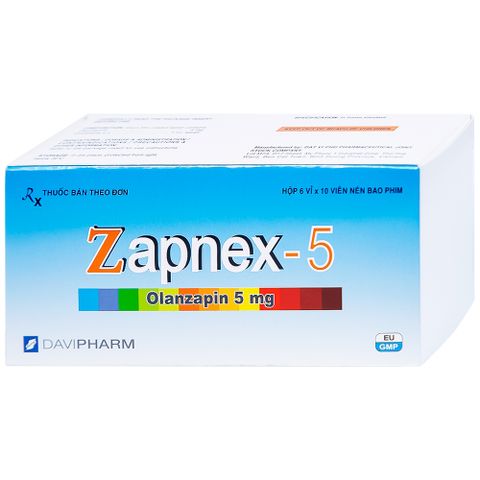  Thuốc Zapnex-5 DaviPharm điều trị tâm thần phân liệt (6 vỉ x 10 viên) 