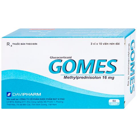  Thuốc Gomes 16mg Davipharm kháng viêm, điều trị viêm khớp dạng thấp, lupus ban đỏ hệ thống (3 vỉ x 10 viên) 