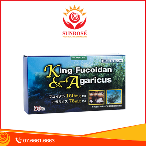  KING FUCOIDAN & AGARICUS viên uống Tpbvsk   - Tăng Hệ Miễn Dịch, Đẩy Lùi Ung Thư, Chuẩn Nhật Bản, Hộp/30 Viên 