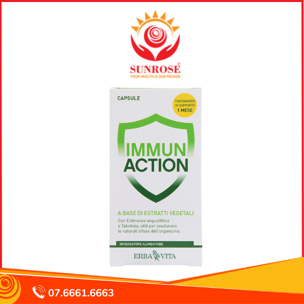  IMMUNACTION CAPSULE viên uống Tpbvsk - Giúp Bảo Vệ Cơ Thể, Chống Lại Virut, Vi Khuẩn, Hàng chuẩn Italy, Hộp/60 Viên. 