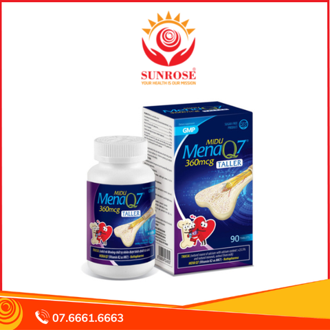  Midu MenaQ7 360mcg - Hỗ trợ chắc khỏe xương và phát triển chiều cao cho trẻ dậy thì, Hộp 90 Viên 