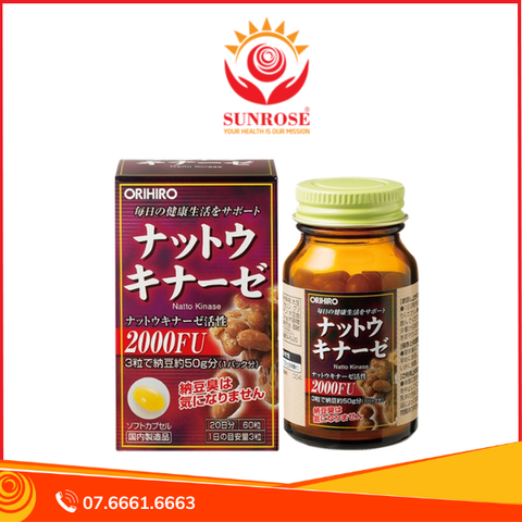  Viên uống Nattokinase Orihiro – Hỗ trợ lưu thông máu, phòng ngừa đột quỵ – Hộp 60 viên – Nhật Bản 