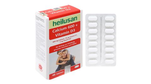  Heilusan Calcium 600 + Vitamin D3 giúp ngừa loãng xương hộp 48 viên 