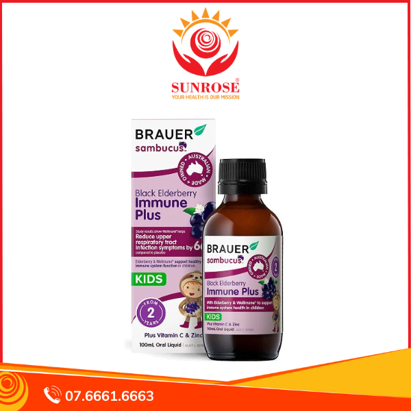  Brauer - Black Elderberry Immune Plus - Tăng sức đề kháng, cảm lạnh  (Chai100ml) 