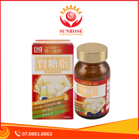  KEN TOU SHI Viên uống Tpbvsk - Giảm cân, hỗ trợ điều trị tiểu đường, giảm mỡ máu, Hàng chuẩn Nhật Bản, Lọ 180 viên 