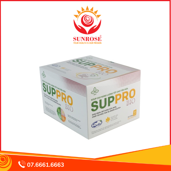  SUPPRO BIO gói uống Tpbvsk - Dinh Dưỡng Cao Năng Lượng, Giàu Đạm, hổ trợ táo bón, đầy hơi, Vị Bò Hành Tây, Xuất xứ Việt Nam, 12 gói/Hộp 