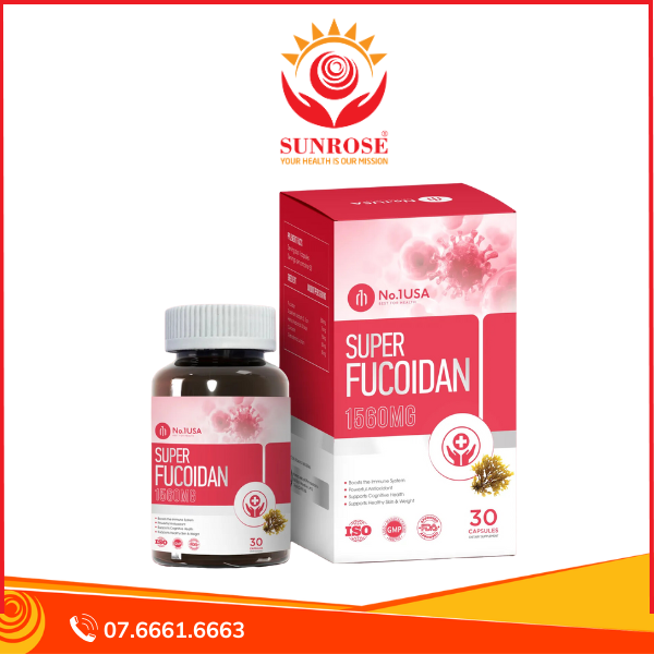  Super Fucoidan 1560MG Viên uống Tpbvsk - Hỗ trợ tăng cường hệ miễn dịch, Hàng chuẩn USA, Hộp 30 viên 