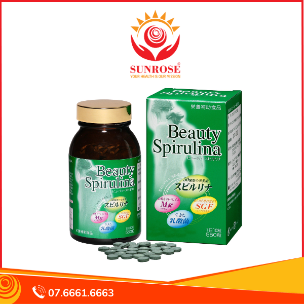  BEAUTY SPIRULINA viên uống tảo Tpbvsk - Hỗ trợ tăng cường sức đề kháng cho cơ thể, Hàng chuẩn Nhật Bản, Hộp 550 viên 