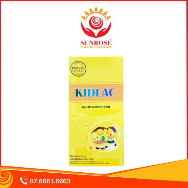  KIDLAC bột uống Tpbvsk - Men vi sinh hỗ trợ tiêu hóa cho trẻ, Hàng chuẩn Hàn Quốc, Hộp 30 gói 