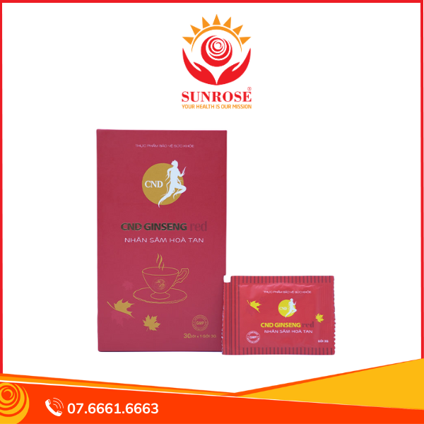  CND GINSENG RED Bột uống Tpbvsk - Nhân sâm hoà tan hỗ trợ bổ thận tráng dương, Hàng chuẩn Canada, Hộp 30 gói. 