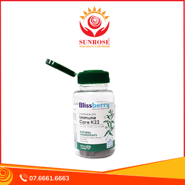  Blissberry Purehealth Immune K22 Viên uống Tpbvsk - Tăng sức đề kháng, Hàng Chuẩn Hàn Quốc, Hộp 60 viên 