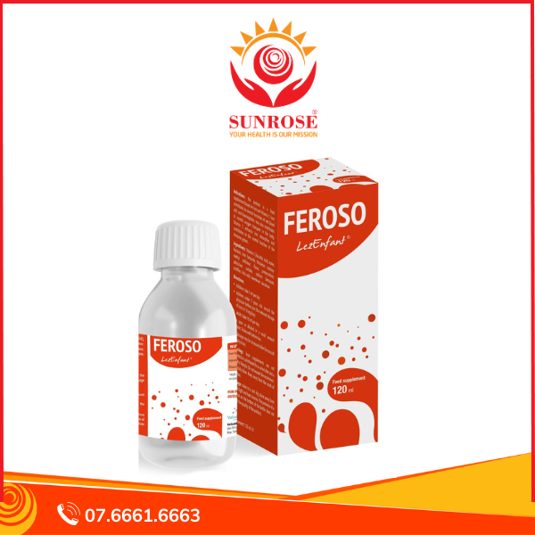  FEROSO LEZENFANT ống uống Tpbvsk - Cung Cấp Sắt Và Vitamin C, Giúp Phòng Ngừa Thiếu Máu Do Thiếu Sắt, Hàng chuẩn San Marino, Chai 120ml 